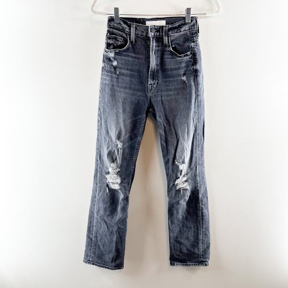Mother High Waisted Rider Ankle Distressed Jeans After Midnight With Molly Black - Picture 4 of 13